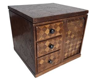 19th Cen Japanese Meiji Period Parquetry Scholar Box