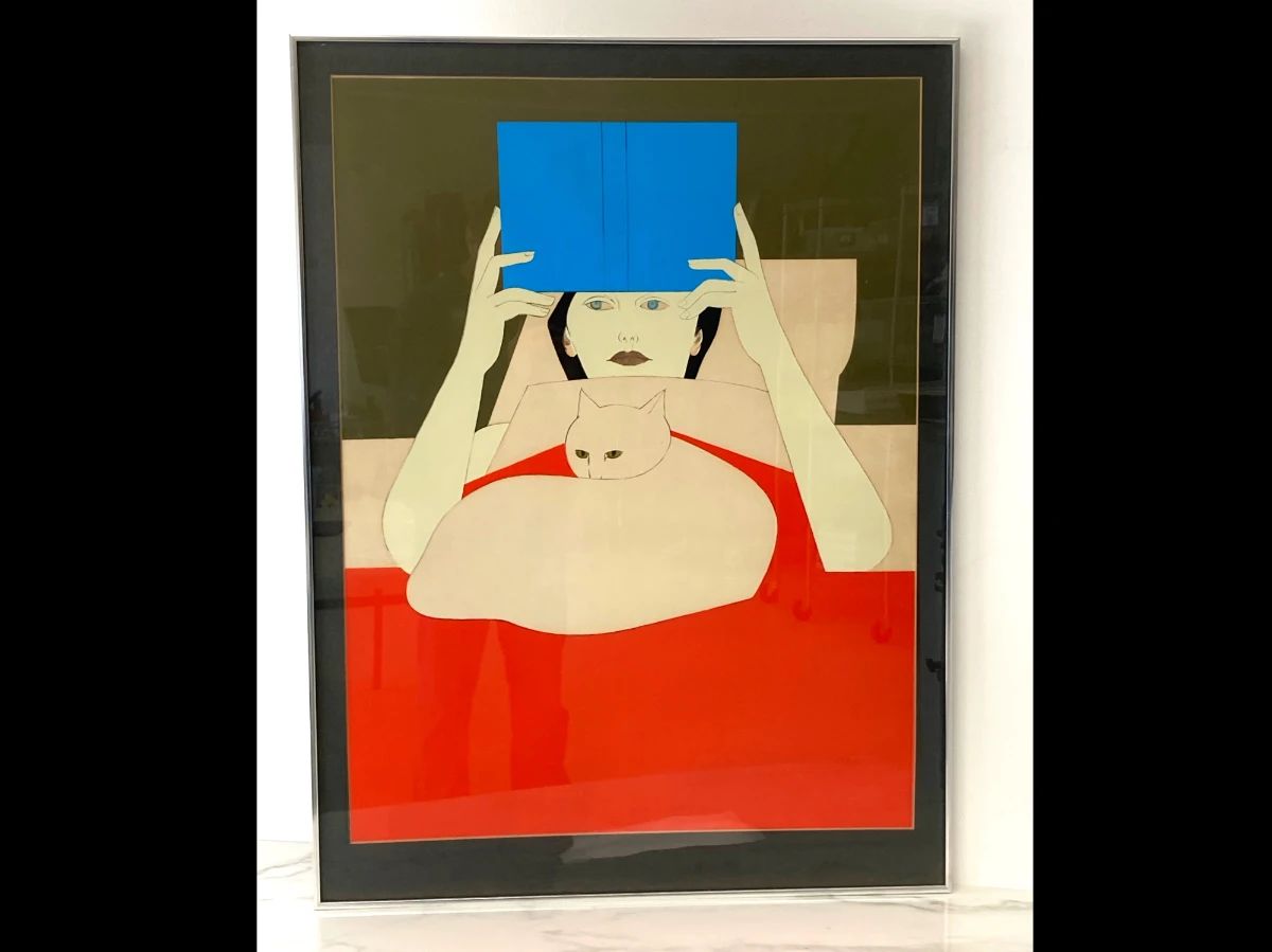 Lot 827  Will Barnet Woman Reading with Cat Art Print