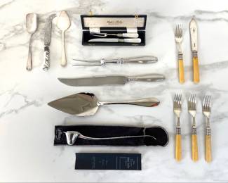 Lot 1159  Asstd Serving Utensils  Wedgwood Gorham 188 Kirk and Matz Sheffield HFCo Magna Holland