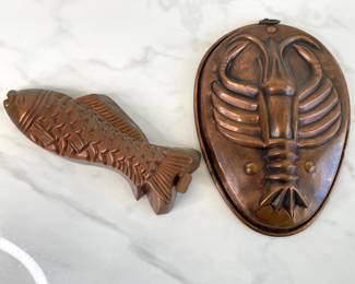 Lot 1222  Antique German Copper Fish Mold German Copper Lobster Mold