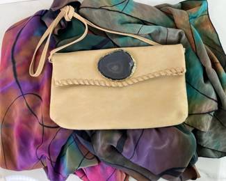 Lot 868  Wimberly Agate Slice Clutch Purse Silk Scarves