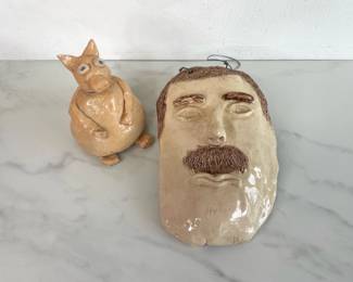 Lot 1075  Folk Art Face Pig Decanter  Handmade