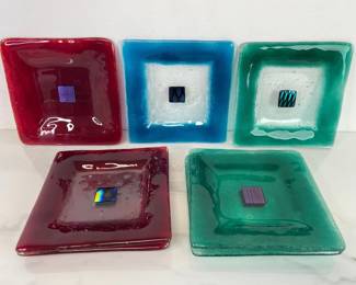 Lot 876  Paul Palango Signed Kiln Art Studio Glass Plates  Chester Nova Scotia