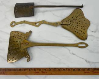 Lot 1223  Antique English Brass Cream Skimmers