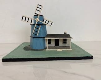 Lot 947  Vintage Miniature Scale Model Signed Folk Art Windmill Scene