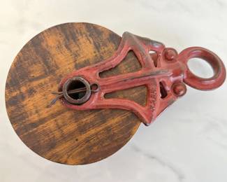 Lot 925  Antique Cast Iron  Wood Barn Pulley