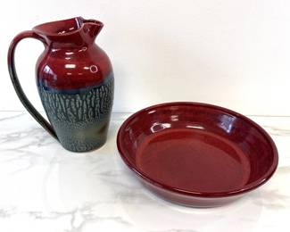 Lot 886  Signed Studio Pottery Pitcher Bowl