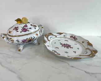 Lot 982  Vintage Chelsea House Porcelain Platter Footed Tureen