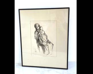 Lot 1174  Vintage Mother and Child Art Print  Signed Maria Bender