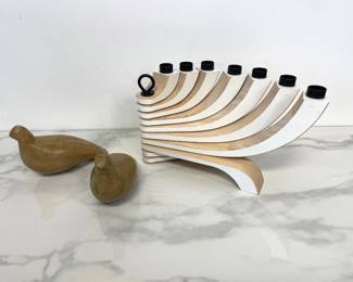 Lot 950  Design House Stockholm Candle holder Carved Wood Birds