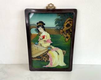 Lot 1088  Asian Reverse Painted Glass Art