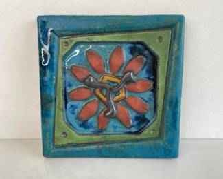 Lot 1070  Cary Esser Ceramic Tile Art  Passion Flower 
