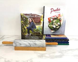 Lot 888  North Carolina Cookbooks Marble Rolling Pin