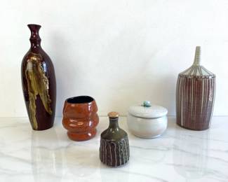 Lot 1086  Studio Pottery Vases Lidded Bowl