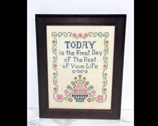 Lot 963  Vintage Folk Art Hand Embroidery Crossstitch