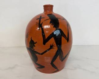 Lot 942  Marvin Bailey SC Signed Preacher Devil Jug Folk Art Pottery