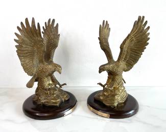 Lot 1113  Vintage Brass Bald Eagle Scupltures Bookends