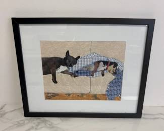 Lot 975  L Rehm Signed Collage Dog Art