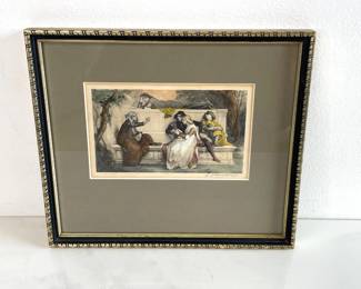Lot 1009  Florentine Poet After Alexandre Cabanel  Hand Colored Etching Art