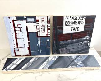 Lot 910  Abstract Triptych Oil on Canvas Art  Unsigned