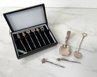 Lot 830  Sterling Silver Spoons Sterling Japanese Cocktail Picks