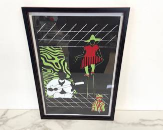 Lot 952  Abstract Figures Screen Print Art Signed