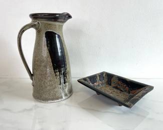 Lot 1032  Studio Pottery Pitcher Dish  SignedStamped