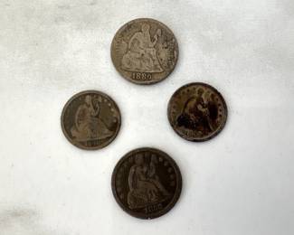 Lot 1052  1800s Silver Seated Liberty Dime and Half Dime Coins