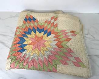 Lot 974  Vintage Handmade MultiColor Star Quilt