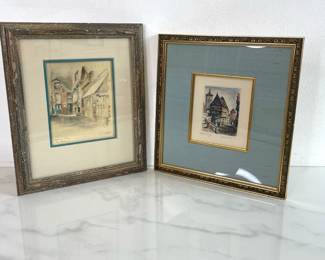 Lot 983  Vintage Signed Art  Village Cityscape Scenes  San Francisco Rothenburg