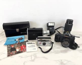 Lot 1116  Vintage Bell  Howell Super 8 Canon T50 Kodak Instamatic Cameras Lens