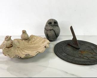 Lot 856  Garden Sundial Bird Bath Owl Statue