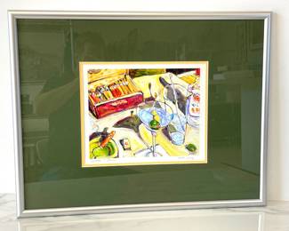 Lot 1165  Cigars Martini Art Lithograph Signed Mike Savage Numbered