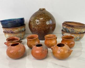Lot 881  Studio Pottery Bowls Vase Mini Terracotta Pots