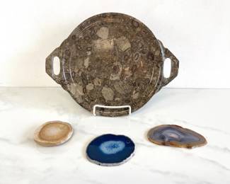 Lot 1148  Natural Curiosities Fossil Stone Platter Geode Slices