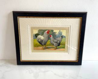 Lot 1016  Vintage Chicken Silver Lace Wyandottes Art Print