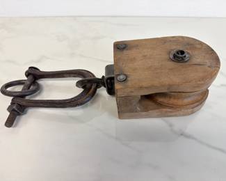 Lot 924  Antique Cast Iron  Wood Barn Pulley