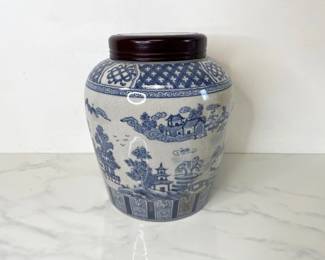Lot 1004  Vintage Blue and White Porcelain Ginger Jar