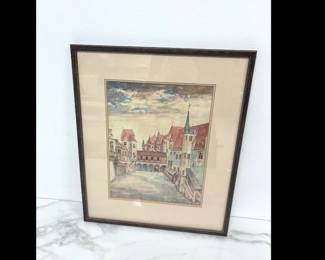 Lot 962  Albrecht Durer Courtyard of Castle in Innsbruck with Clouds Repro Art Print