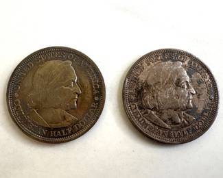 Lot 1194  US Coins  Qty 2  1893 Columbian Exposition Chicago Worlds Fair Silver Half Dollars