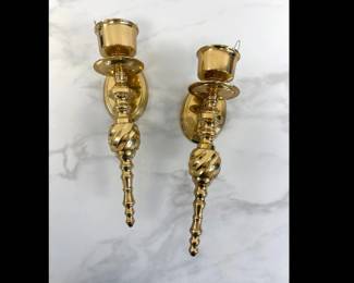 Lot 773  Vintage Brass WallMounted Candle Holders