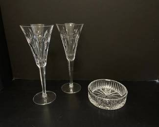 Lot 1042  Waterford Crystal Lismore Champagne Flutes Crystal Dish