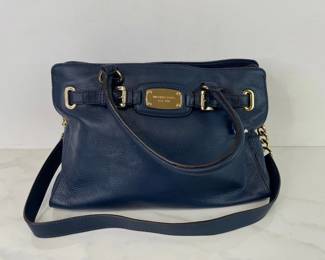 Lot 864  Michael Kors Hamilton Navy Leather Purse