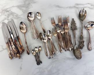 Lot 1139  Vintage Assorted Silverplate Flatware Wallace Christmas Serveware