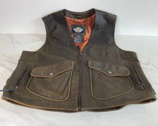Lot 1030  Harley Davidson Billings Leather Vest Size 2XL