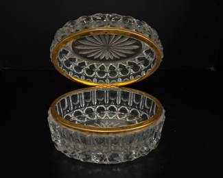 Lot 893  Vintage Cut Crystal Jewelry Trinket Box