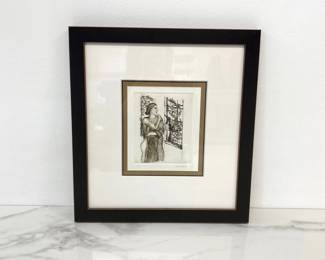 Lot 911  Woman at the Window  Jen Woelfle Signed Etching Art