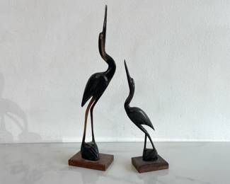 Lot 1100  Hand Carved Stone Crane Birds