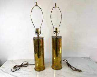Lot 1207  Antique Karlsruhe Brass Artillery Shell Lamps