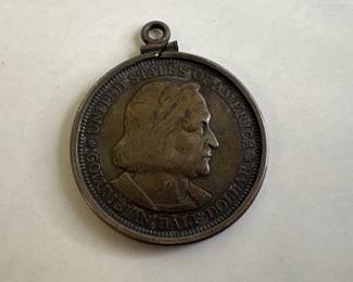 Lot 1185  US Coin Pendant  1893 Columbian Exposition Silver Half Dollar